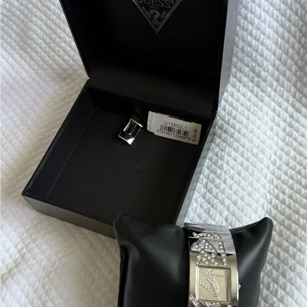 GUESS Silver and Black Men's Watch